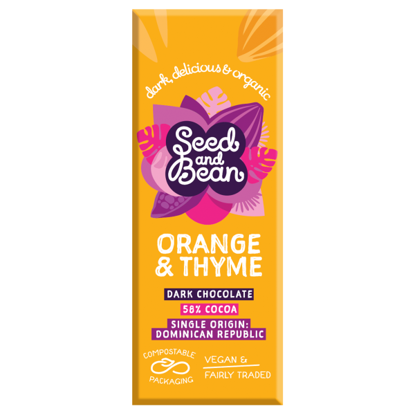 Seed & Bean Eco Fairtrade Organic Orange & Thyme Chocolate Bar