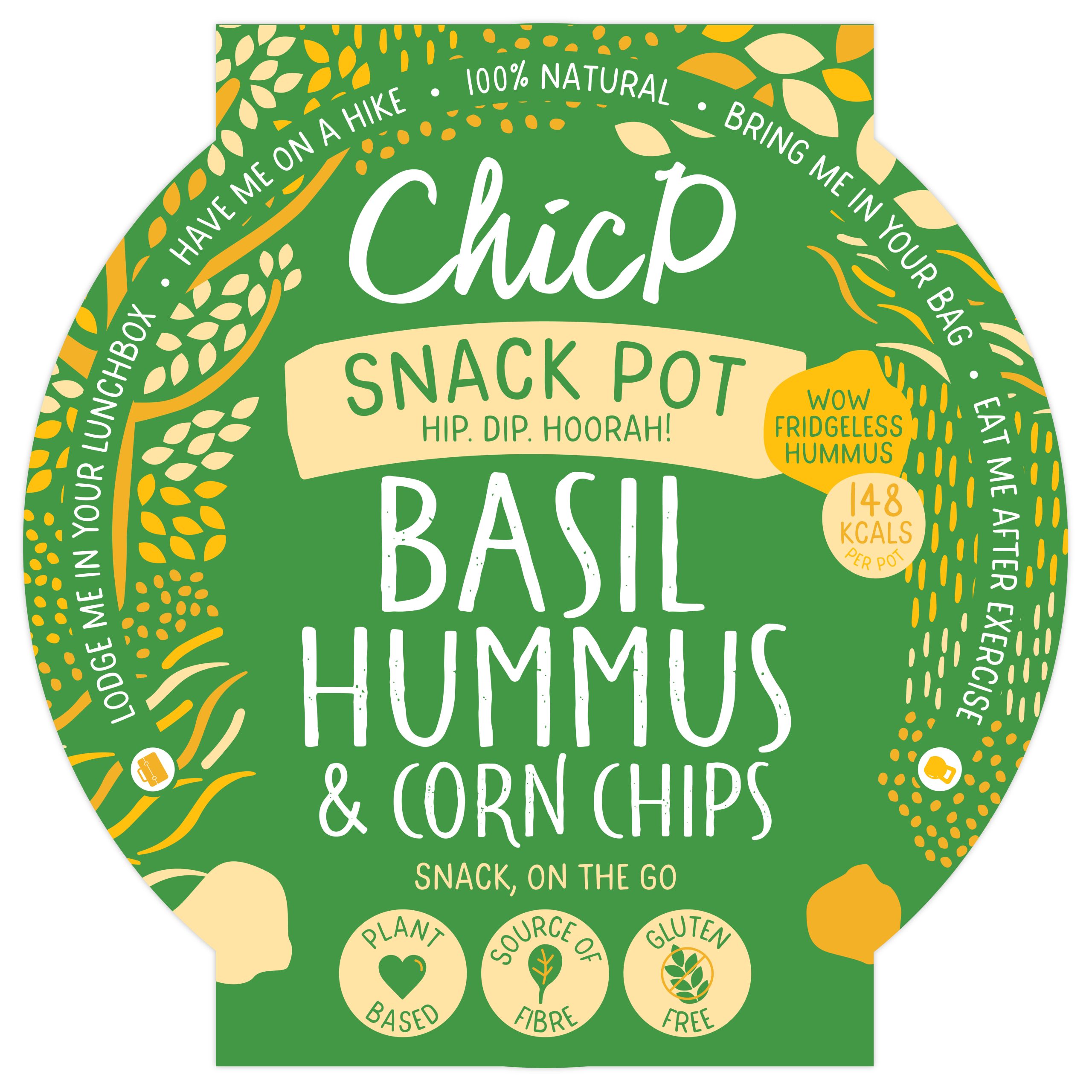 ChicP Ambient Basil Hummus Snackpot with Corn Chips