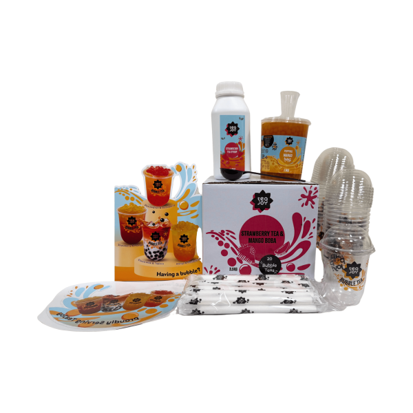 Teajoy Strawberry & Mango Fruit Bubble Tea Kit 20x4