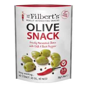 Mr Filberts Green Olives - Chilli & Black Pepper (12 x 50g)